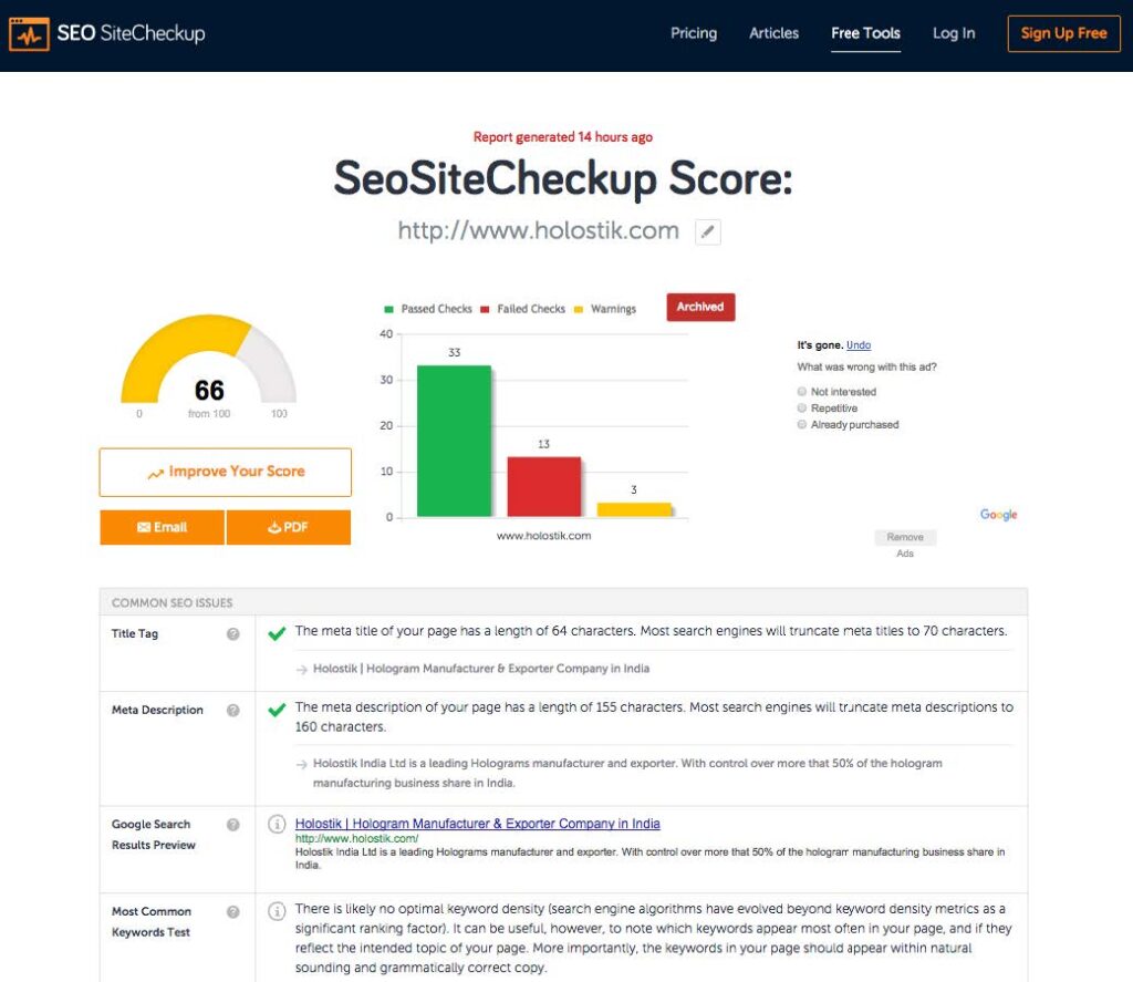 SEO SiteCheckup